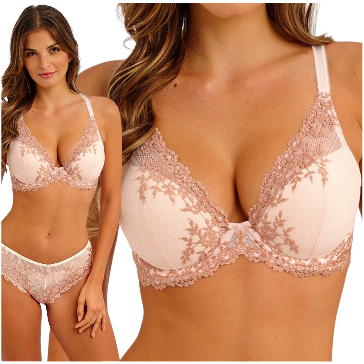 Biustonosz koronkowy usztywniany wygodny Wacoal Embrace Lace Plunge 36D/80D