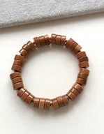 Bransoletki - Luksusowa bransoletka brązowa na gumce PIASEK PUSTYNI pastylki NA PREZENT - miniaturka - grafika 1