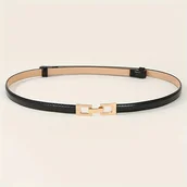 Inne - TEMU Pasek z klamrą ze stopu metali regulowaną dla kobiet - Casual Cute PU Leather Dress Decoration Belt, nie do prania, uniwersalny na co dzień, na - miniaturka - grafika 1