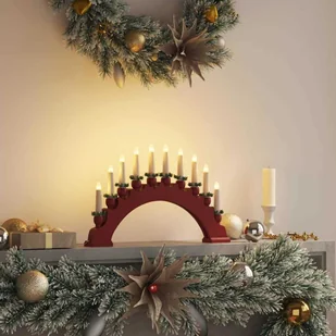 vidaXL Świąteczny Łuk Świec z 10 Świecami LED Czerwony 47 x 5 x 29 cm - Oświetlenie świąteczne - miniaturka - grafika 1