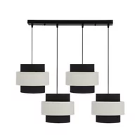 Lampy sufitowe - Benta lampa wisząca czarny 4x40w e27 abażur czarny+kremowy - miniaturka - grafika 1