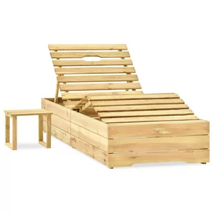 vidaXL Leżak ze stolikiem impregnowane na zielono drewno sosnowe 315403 - Leżaki ogrodowe - miniaturka - grafika 1