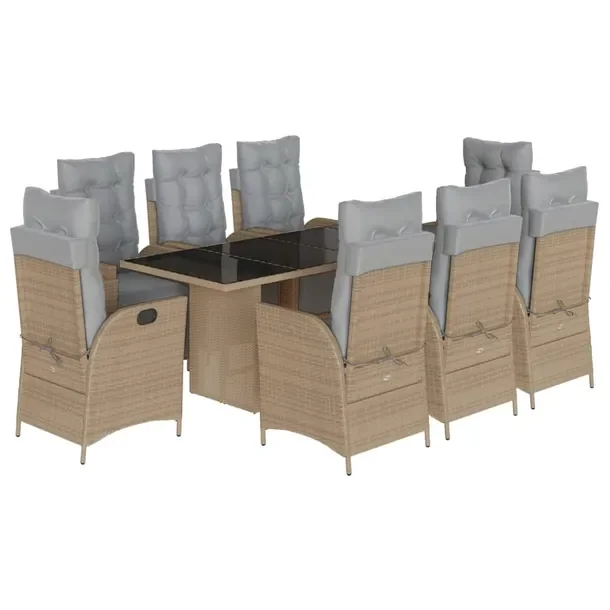 Zestaw Mebli Ogrodowych Rattan PE, Stół 190x80x74 cm, Krzesła 57x115x83