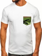Koszulki męskie - Biały bawełniany t-shirt męski z kieszonką Bolf 14507 - miniaturka - grafika 1