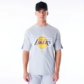 Koszulki męskie - New Era NBA Panel Oversized T-shirt oversize Los Angeles Lakers Heather Grey True Purple - miniaturka - grafika 1