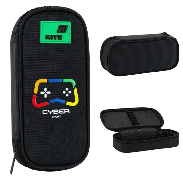 Piórnik rozkładany dla chłopców saszetka szkolny czarny Game Cyber Kite