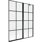 Parawany nawannowe - Mexen Mist parawan nawannowy 2-skrzydłowy prawy 140 x 150 cm, czarna kratka, czarny - 8A9-140-011-70-77-P - miniaturka - grafika 1