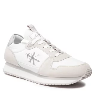 Sneakersy damskie - Sneakersy CALVIN KLEIN JEANS - Runner Sock Lace Up YM0YM00553 Bright White YAF - grafika 1