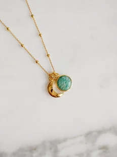 Naszyjnik Duet Gold z amazonitem i księżycem - Naszyjniki - miniaturka - grafika 1