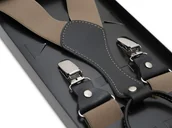 Dodatki do ubrań - Ciemnobeżowe gładkie szelki do spodni - kawa z mlekiem SZ179 - miniaturka - grafika 1