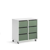 Meble do szkół i przedszkoli - Regał szkolny CASPER, 6 szuflad, biały, ciemnozielony - miniaturka - grafika 1