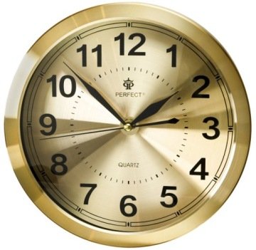 Zegar Ścienny Okrągły Mechanizm Cichy Płynący Złoty Złoty 25cm Perfect