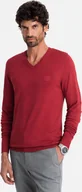 Swetry męskie - Ombre Clothing Klasyczny sweter męski Caalsann czerwony XL - miniaturka - grafika 1