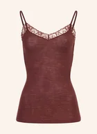 Koszulki i topy damskie - Hanro Top Woolen Lace Z Wełny Merino Z Koronką braun - miniaturka - grafika 1