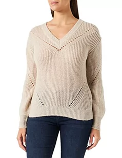 Morgan damski sweter z długim rękawem z dekoltem w serek Milou Beige TM, len, M - Swetry damskie - miniaturka - grafika 1