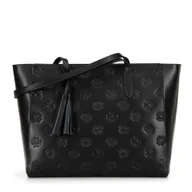 Torebki damskie - Damska shopperka ze skóry w sygnaturę czarno - srebrna - miniaturka - grafika 1