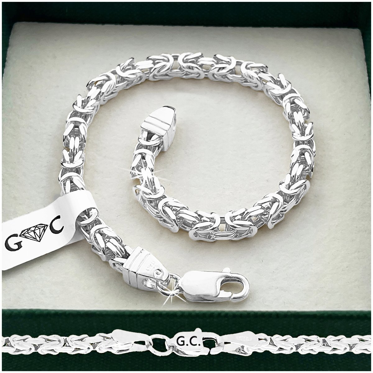 ELEGANCKA MĘSKA BRANSOLETKA SREBRNA SPLOT KRÓLEWSKI 925, SZEROKA 21cm/5mm