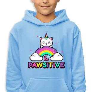 Bluza Dziecięca Z Kapturem Niebieska Be Pawsitive Wzory -164 Cm (14-15) - Bluzy dla dziewczynek - miniaturka - grafika 1