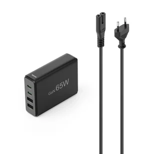 Hama GaN 65W PD/QC 2x USB-C, 2x USB-A czarna - Zasilacze do laptopów - miniaturka - grafika 1