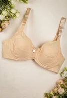 Biustonosze - Jasnobeżowy Gładki Biustonosz z Regulowanymi Ramiączkami Pronisa - miniaturka - grafika 1