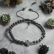 Bransoletki - Bransoletka - różaniec - dla Niej - lawa, hematyt - miniaturka - grafika 1