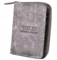 Portfele - Szary Portfel Męski na SUWAK Monety ŚREDNI Codzienny Pion Mały WILD THINGS - miniaturka - grafika 1