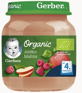 Gerber ORGANIC Jabłko/Malina po 4 m-cu 125 g - Desery dla dzieci - miniaturka - grafika 2