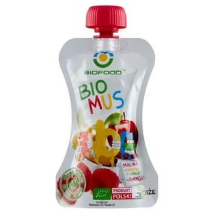 BIO FOOD MUS MALINOWO - BANANOWO - JABŁKOWY BIO 90 g - BIO FOOD - Konfitury, marmolady, powidła - miniaturka - grafika 1