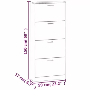 Lumarko Szafka na buty, biały, 59x17x150 cm, materiał drewnopochodny - Szafki na buty - miniaturka - grafika 11