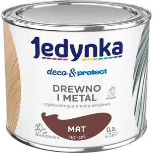 Farba akrylowa Jedynka DecoProtect Drewno i Metal Mat Mahoń 0,2 l - Emalie - miniaturka - grafika 1