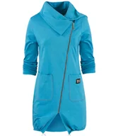 Bluzy damskie - Cienka długa bluza ze skośnym suwakiem i kominem BEATA - miniaturka - grafika 1