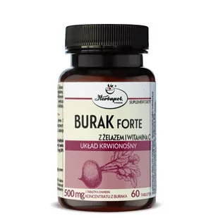 HERBAPOL KRAKOW BURAK FORTE Z żelazem i witaminą C 60 tabl 8611911 - Pozostałe kosmetyki - miniaturka - grafika 1