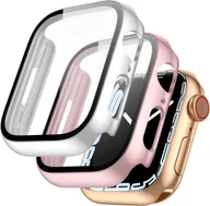 Akcesoria do smartwatchy - 2x ETUI APPLE iWATCH SERII 7 41mm SRERBNA I RÓŻOWA RAMKA OCHRONA APARATU - miniaturka - grafika 1