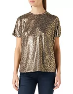 Koszulki i topy damskie - ONLY Women's ONLELIN S/S Shine Ruching TOP JRS T-Shirt, Phantom/AOP: Gold Leo, XS - miniaturka - grafika 1
