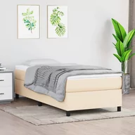 Łóżka - Lumarko Łóżko kontynentalne, kremowe, tapicerowane tkaniną, 90x200 cm - miniaturka - grafika 1