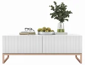 Ławy i stoliki kawowe - Biały stolik kawowy z lamelami P7-E06 - miniaturka - grafika 1