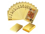 Inne gry towarzyskie - Karty do gry złote gold plastikowe talia 54 - miniaturka - grafika 1