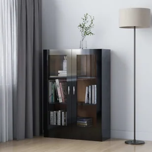VidaXL Witryna, wysoki połysk, czarna, 82,5x30,5x115 cm, płyta 802757 VidaXL - Witryny - miniaturka - grafika 1