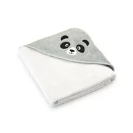Okrycia kąpielowe dla dzieci - Okrycie kąpielowe niemowlęce 90x90 Panda Alabaster-5730 ekri szare frotte ręcznik z kapturkiem dziecięcy - miniaturka - grafika 1