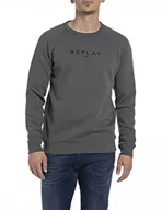 Bluzy męskie - Replay Bluza męska, 596 zimny szary, XL - miniaturka - grafika 1