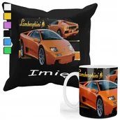 Gadżety dla niej i dla niego - ZESTAW KUBEK + PODUSZKA Z POSZEWKĄ-PREZENT DLA FANA MOTO LAMBO-RGHINI+ IMIĘ - miniaturka - grafika 1