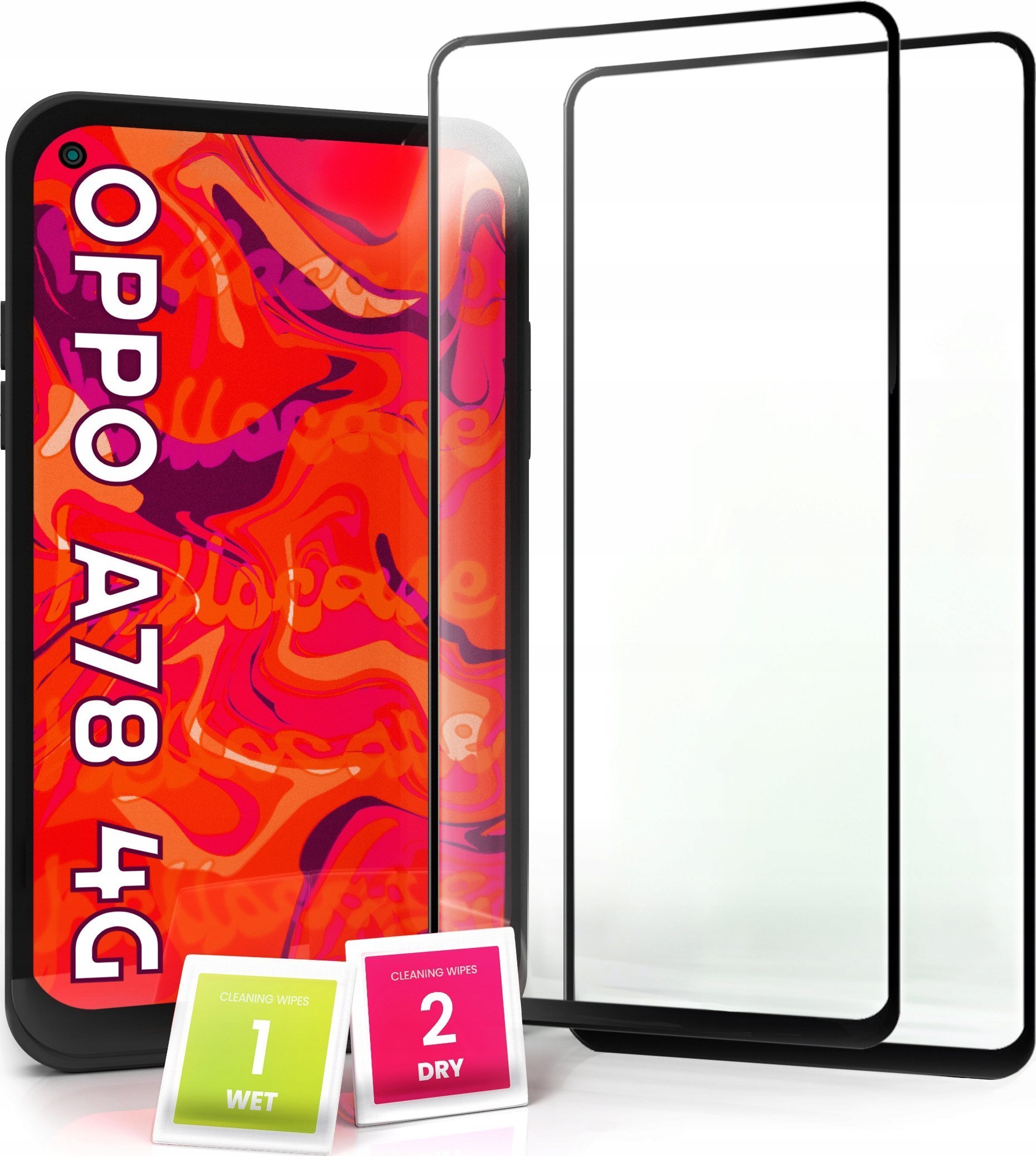 Hello Case 2-pak Szkło Hartowane do Oppo A78 4G Ochronne Pełne Na cały ekran 5D 9H