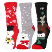 Skarpetki damskie - Skarpetki ŚWIĄTECZNE Frotte Futrzaki Skarpety na Święta MORAJ 3-PAK 35-38 - miniaturka - grafika 1
