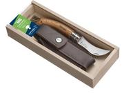 Opinel Nóż grzybów, stal nierdzewna Sandvik, drewno dębowe, dzika włosiem, płótno żaglowe etui, drewnianym pudełku, brązowy, 20.0 cm OP01327