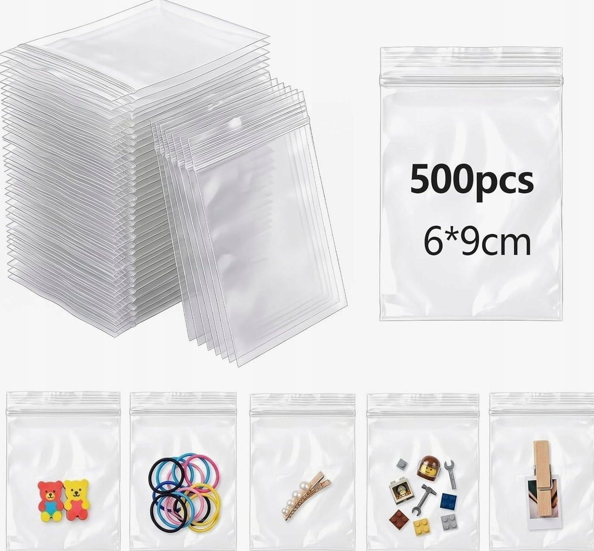 STRUNOWE 6X9CM 500 SZTUK MAŁE PRZEZROCZYSTE ETUI BIŻUTERIA