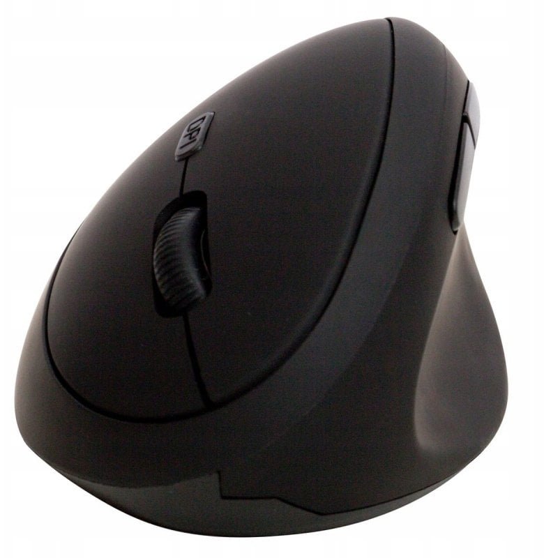 Myszka ergonomiczna bezprzewodowa pionowa Q-CONNECT, 6-przyciskowa, na baterie, dla praworęcznych, czarna KF15116