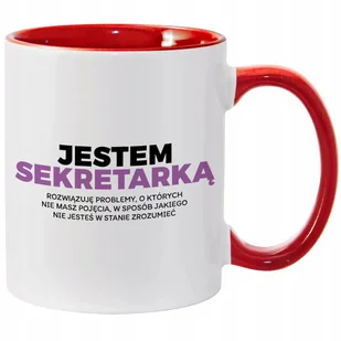 Kubek Biało Czerwony JESTEM SEKRETARKĄ Na Prezent Do Pracy Zabawne Wzory - Kubki - miniaturka - grafika 1
