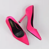 Czółenka - Satynowe szpilki damskie fuksja Vinceza 20208 - miniaturka - grafika 1