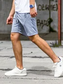 Spodenki męskie - Krótkie męskie spodenki szare gładkie Recea - miniaturka - grafika 1