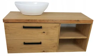 Zestaw Łazienkowy Pod Umywalkę Lakier Blat Dębowy 100 CM - Szafki łazienkowe - miniaturka - grafika 1